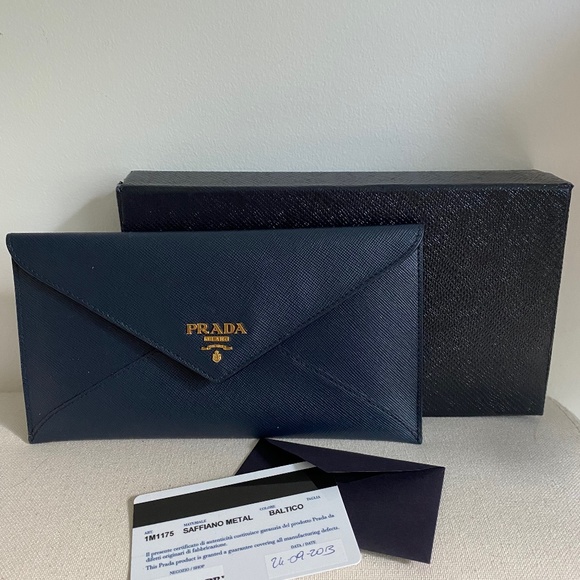 Prada Saffiano blue envelope wallet - Picture 2 of 4